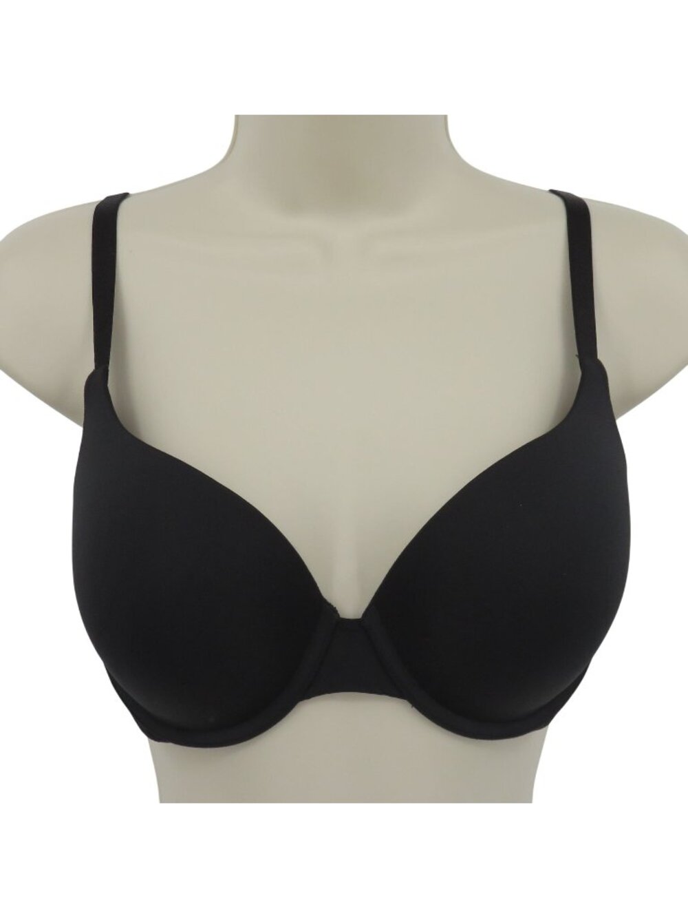 Victorias Secret 34D Perfect Shape Bra Underwire Solid Black Padded Nylon Blend